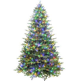 9' Pre-Lit Oregon Pine Christmas Tree with Multi-Color LED String Lighting