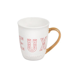 Noel Collection XL Joyeux Applique Mug with Gold Handle - White