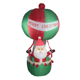 72" Lighted Inflatable Red and Green Santa in Hot Air Balloon Outdoor Christmas Decoration