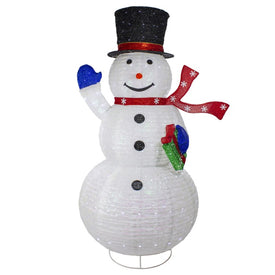 71" LED Lighted White Iridescent Twinkling Snowman Outdoor Christmas Decoration