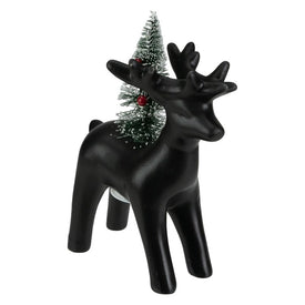 7.5" LED Lighted Ceramic Standing Reindeer with Christmas Tree with Warm White Lights