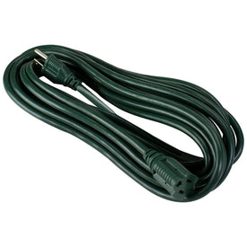 25' Green Three-Prong Outdoor Extension Power Cord with Outlet Block