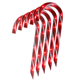 12" Lighted Outdoor Candy Cane Christmas Pathway Markers Set of 10