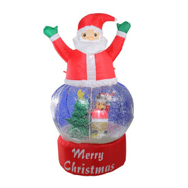 57" Lighted Inflatable Red and Blue Santa Claus Snow Globe Outdoor Christmas Yard Decoration