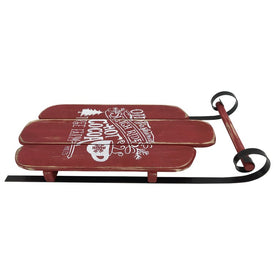23" Red Wooden Christmas Snow Sled Decoration