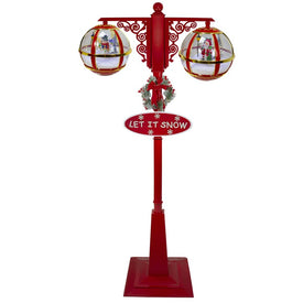 74" Lighted Red and Gold Musical Double Christmas Street Lamp