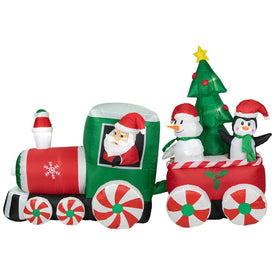 8' Inflatable Train with Santa and Friends Outdoor Christmas Decoration