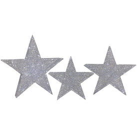 24" LED Lighted Silver Stars Outdoor Christmas Decorations Set of 3