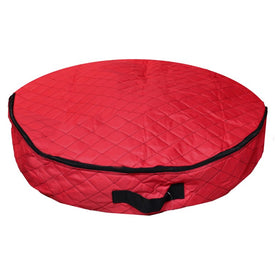 36" Red Premium Quilted Christmas Wreath Storage Bag