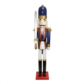 48.25" Blue and White Christmas Nutcracker Soldier with Sword