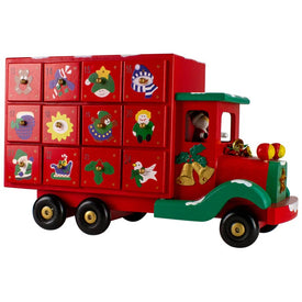 14" Red Children Advent Calendar Storage Truck Christmas Decoration