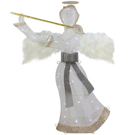 36" LED Lighted Lace Angel with Flute Outdoor Christmas Decoration