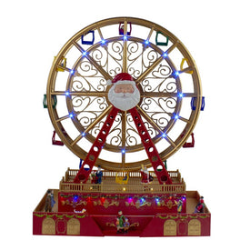 20" Red and Gold LED lighted Christmas Big Spinning Ferris Wheel with Holiday Music