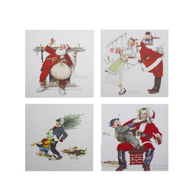 Norman Rockwell Classic Christmas Scene Canvas Prints Set of 4