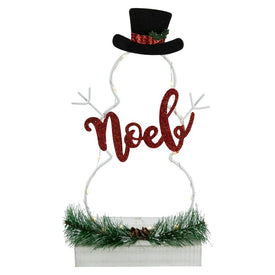12.75" LED Lighted Snowman Silhouette Christmas Noel Sign
