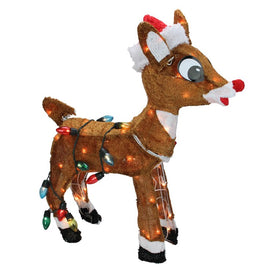 24" Lighted Rudolph Christmas Outdoor Yard Decoration with String Lights