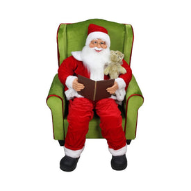 32" Santa Claus Sitting in Green Arm Chair Christmas Figure