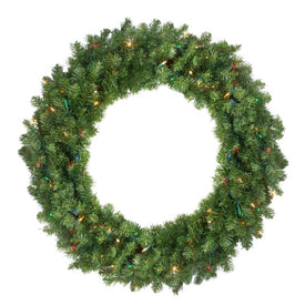 30" Pre-Lit Canadian Pine Artificial Christmas Wreath with Multi-Color Lights