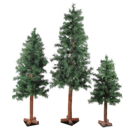 5' Unlit Slim Woodland Alpine Artificial Christmas Trees Set of 3
