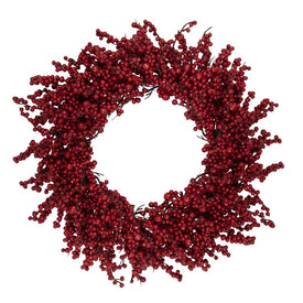 22" Unlit Red Berries Artificial Christmas Wreath