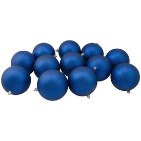 4" Lavish Blue Shatterproof Matte Christmas Ball Ornaments Set of 12