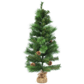 39" Mixed Pine and Pine Cones Artificial Christmas Tree in Jute Base