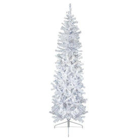 6.5' Pre-Lit Woodbury White Pine Pencil Artificial Christmas Tree with Blue Lights