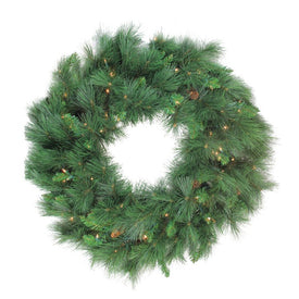 48" Pre-lit White Valley Pine Artificial Christmas Wreath with Clear Lights