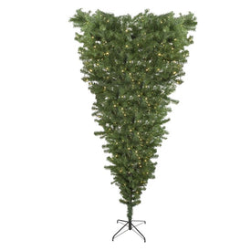 7.5' Pre-Lit Green Spruce Artificial Upside Down Christmas Tree with Warm White LED Lights