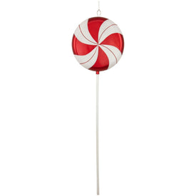 42" Red Pinwheel Lollipop with Iridescent Glitter Shatterproof Commercial Christmas Ornament