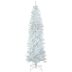 6.5' Pre-Lit Woodbury White Pine Pencil Artificial Christmas Tree with Green Lights