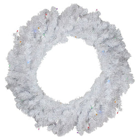 36" Pre-Lit Battery-Operated Pine Artificial Christmas Wreath with Multi-Color LED Lights