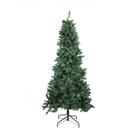 9' Pre-Lit Green Slim Pine Artificial Christmas Tree with Multi-Color Lights