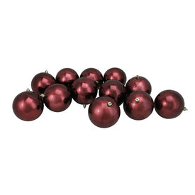 4" Burgundy Red Shatterproof Shiny Christmas Ball Ornaments Set of 12