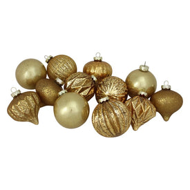 3" Gold Mercury Glass Christmas Ornaments Set of 12