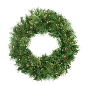 24" Pre-Lit Mixed Cashmere Pine Artificial Christmas Wreath with Clear Lights