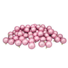 2.5" Bubblegum Pink Shatterproof Matte Christmas Ball Ornaments Set of 60