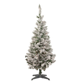 4' Pre-Lit Flocked Pine Slim Artificial Christmas Tree with Clear Lights