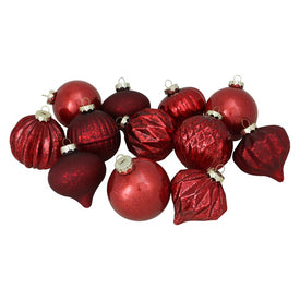 3" Red Mercury Glass Christmas Ornaments Set of 12