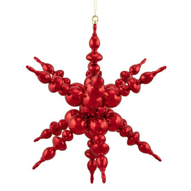 24" Shiny Red 3D Sunburst Snowflake Commercial Christmas Ornament