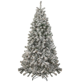 6.5' Pre-Lit Flocked Madison Pine Medium Artificial Christmas Tree with Clear Lights