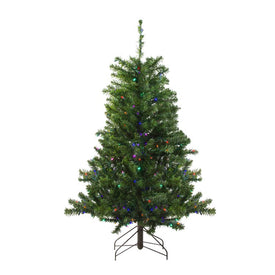 4' Pre-Lit Medium Canadian Pine Artificial Christmas Tree with Multi-Color LED Lights