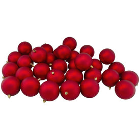 3.25" Red Matte Shatterproof Christmas Ball Ornaments Set of 32