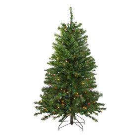 4' Pre-Lit Full Canadian Pine Artificial Christmas Tree with Multi-Color Lights