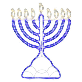 150 Clear and Blue LED Hanukkah Menorah Rope Lights with 1.4' White Wire