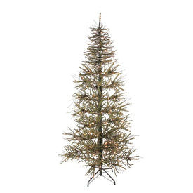 7' Pre-Lit Warsaw Two-Tone Twig Artificial Christmas Tree with Clear Lights