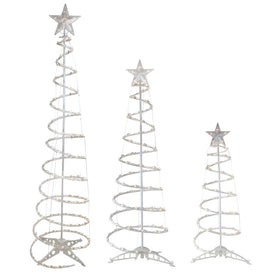 3' 4' and 6' Spiral Christmas Trees with Clear Lights Set of 3