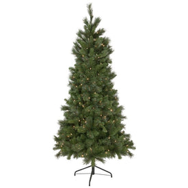 6.5' Pre-Lit Medium Beaver Pine Artificial Christmas Wall Tree with Clear Lights