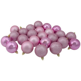2.5" Bubblegum Pink Shatterproof Four-Finish Christmas Ball Ornaments Set of 60