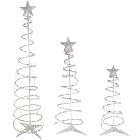 3' 4' and 6' Spiral Christmas Trees with Multi-Color Lights Set of 3